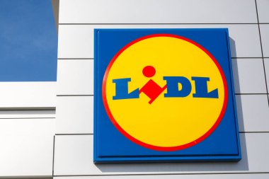 Cognac, France - February 21, 2020:LIDL supermarket chain sign. LIDL is a German global discount supermarket chain, based in Neckarsulm, Baden-Wuerttemberg, Germany
