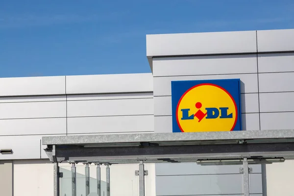 Cognac France February 2020 Lidl Supermarket Chain Sign Lidl German — Stock Photo, Image