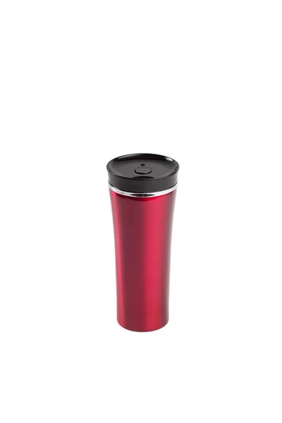 Red burgundy thermo mug on a white background isolated — 图库照片