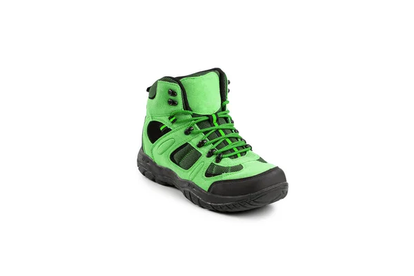 Mens winter boots green for expeditions of travel isolated on a white background — Stock fotografie