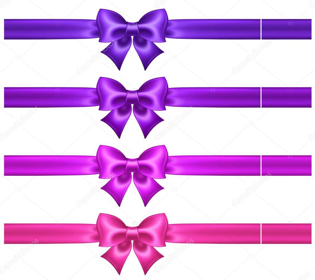 Silk ultra violet and pink bows with ribbons
