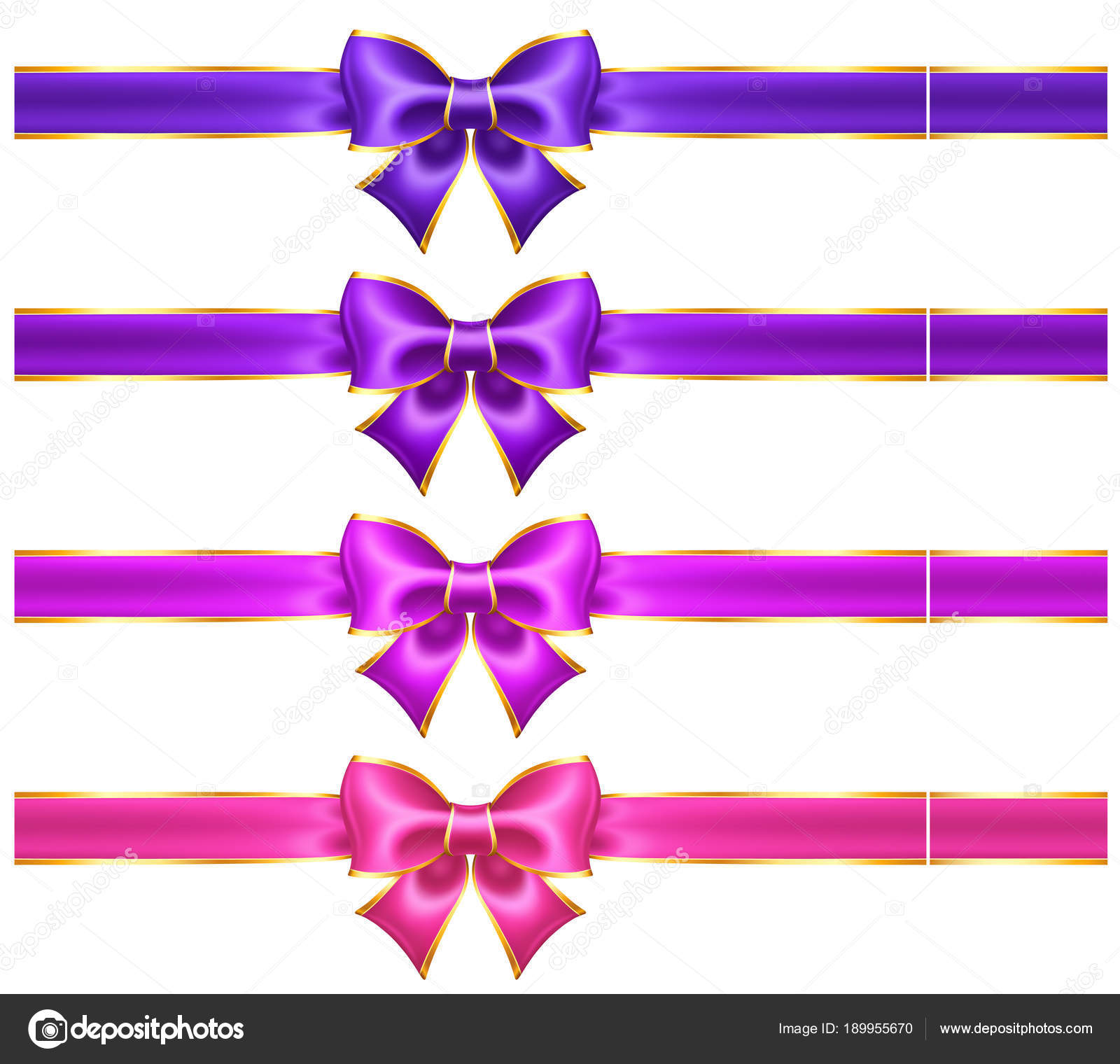 Racionalización Popular cirujano Arcos de seda ultra violeta y rosa con borde dorado y cintas vector,  gráfico vectorial © -Deviser- imagen #189955670