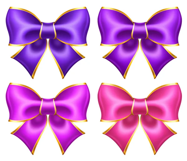 Altın kenarlıklı ipek ultra mor ve pembe yay