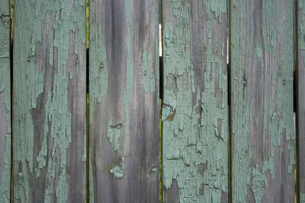 Old wooden fence shabby turquoise paint texture — Stock Photo, Image