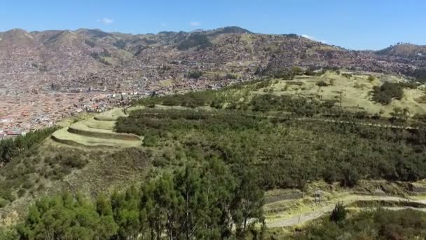 Saqsaywaman Ruínas Antigas Cidade Vista Aérea Drone Peru Saqsaywaman Uma — Vídeo de Stock