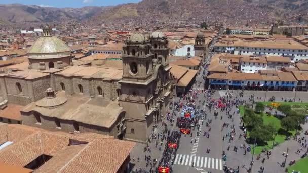 Die Kathedrale Von Cusco Aus Der Luft Die Kathedrale Basilika — Stockvideo