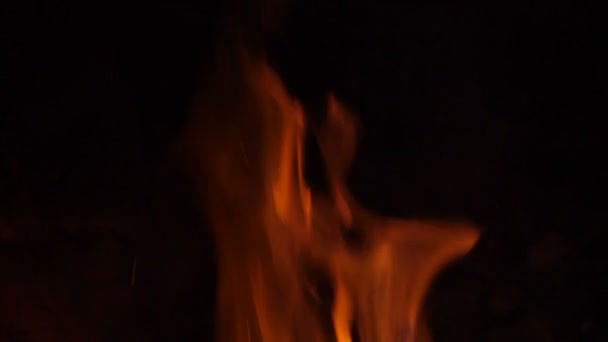 Mooie Vuurachtergrond Slow Motion Logs Branden Open Haard Warme Winter — Stockvideo