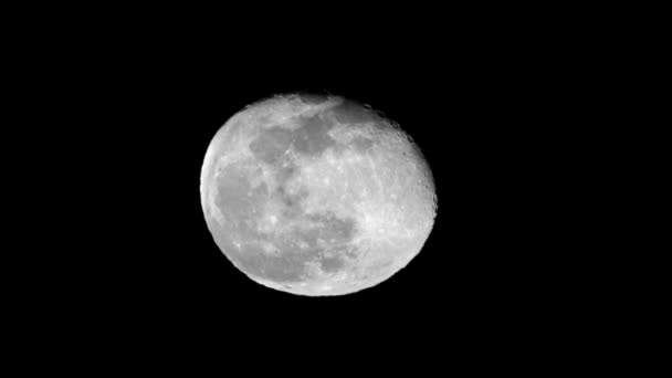 Супер Полнолуние Лицо Долинами Кратами Страшное Полнолуние Подробной Лунной Поверхностью — стоковое видео