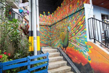 Edellin, Kolombiya, 08 Ekim 2016: komün 13, eski gecekondu ve 