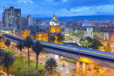 MEDELLIN, COLOMBIA - 06 OCTOBER 2016: View of downtown Medellin, clipart