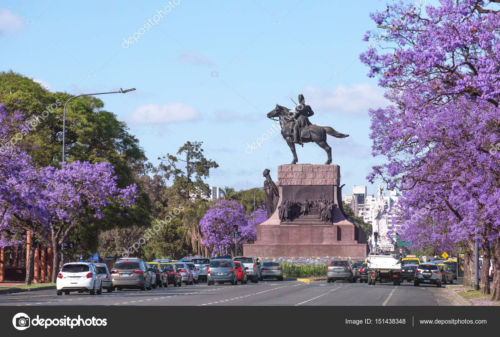BUENOS AIRES NOVEMBER 11 Spring flowering jacaranda in Buenos A