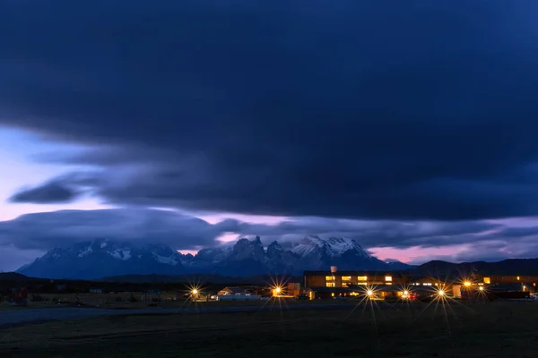 Noční pohled z národního parku Torres del Paine, Patagonie, Chile — Stock fotografie