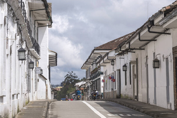 POPAYAN, COLOMBIA - NOVEMBER 19, 2017: Popayan is the center of the department of Cauca. It's called the White City because most of the houses are painted white. Popayan, Valle de Cauca, Colombia. 19 November 2017