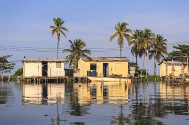 Houses on stilts in the village of Ologa, Lake Maracaibo, Venezu clipart