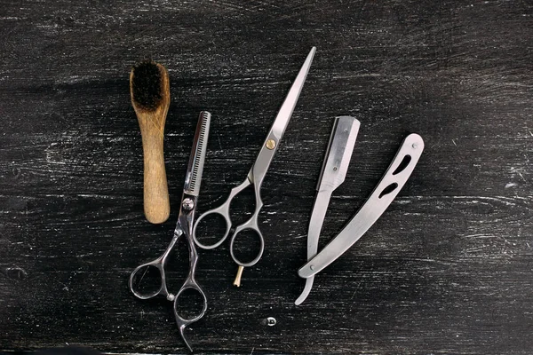 Herramientas Para Cortar Barba Barbería Vista Superior — Foto de Stock