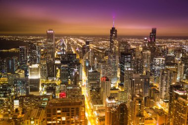 Chicago Illinois ABD 'deki gökdelen binalarının hava manzarası.