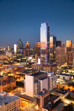 Dallas Teksas 'ın şehir merkezi manzarası.