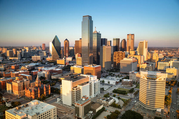 Downtown scenic cityscape of Dallas Texas USA
