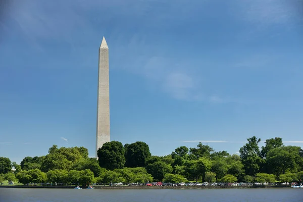 Washington Emlékmű Usa Capitol Épülete Árapály Medencével Szemben Jefferson Emlékműtől — Stock Fotó