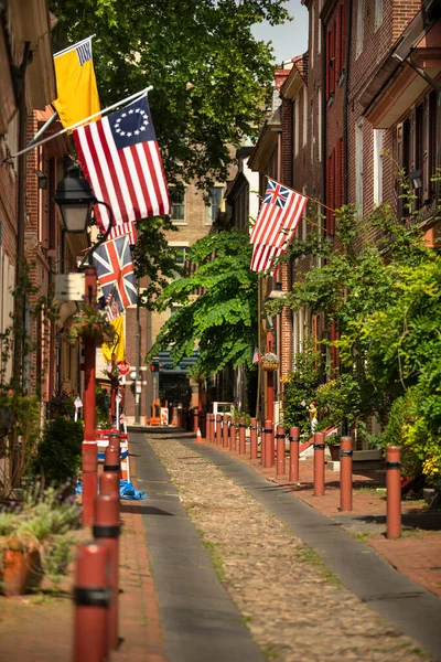 エルフレス アレー Elfreths Alley アメリカ合衆国フィラデルフィア ペンシルベニア州で最も古い住宅街 — ストック写真