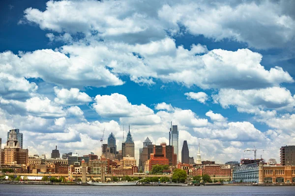 Philadelphia cityscape over the Delaware River in Pennsylvania USA