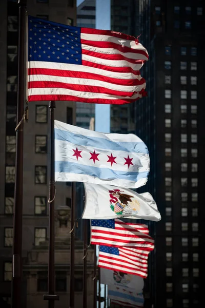 Municipal flag of the city of Chicago and Illinois USA