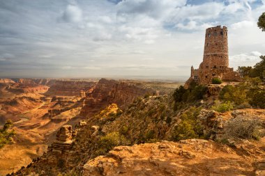 Büyük Kanyon manzaralı Desert View Watchtower turist durağı Grand Canyon Ulusal Parkı Güney Rim