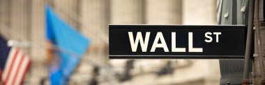 New York borsa tabelası Wall Street, Manhattan New York ABD 'de panoramik