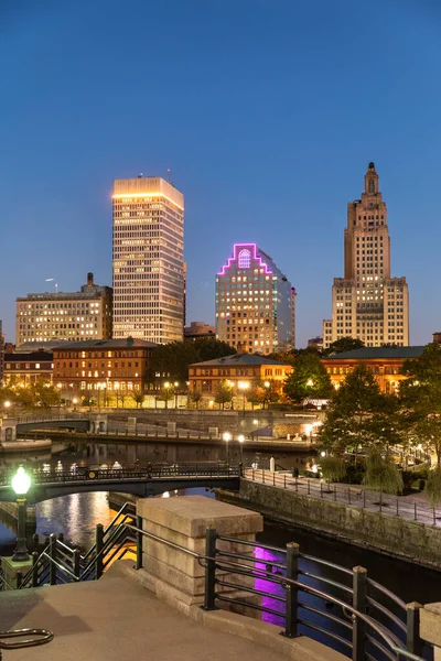 Downtown Uitzicht Stad Woonasquatucket River Canal Providence Rhode Island Usa — Stockfoto