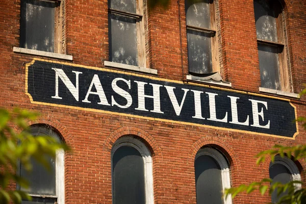 Cidade Nashville Tennessee Eua Sinal Pintado Lado Edifício Tijolos — Fotografia de Stock