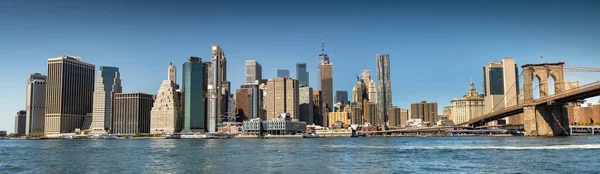 Lower Manhattan Centro Panorâmico Paisagem Urbana Sobre East River Partir — Fotografia de Stock