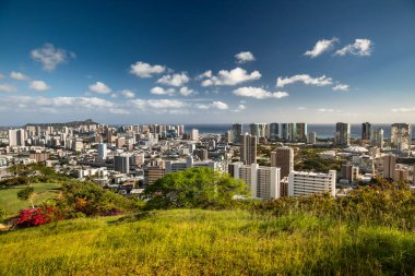 Şehir merkezi Honolulu Oahu Hawaii ABD silueti