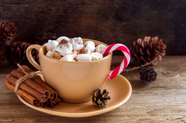 Sıcak çikolata nane kamışı ile