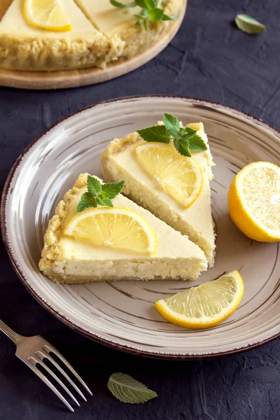 Bolo de queijo de limão caseiro — Fotografia de Stock