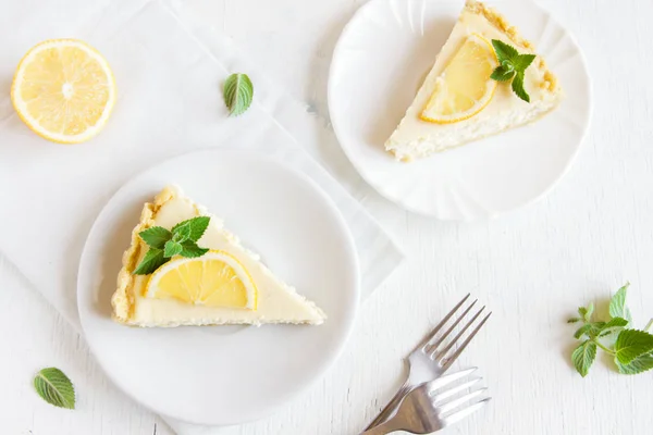 自家製レモンチーズケーキ — ストック写真