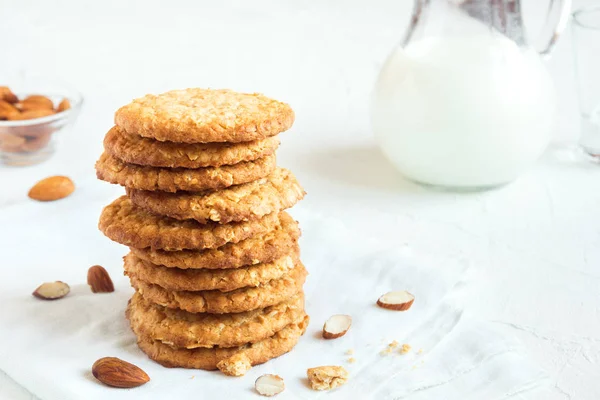 Hemmagjord Mandel Cookies Vitt Bord Med Kopia Utrymme Hälsosam Hemlagad — Stockfoto