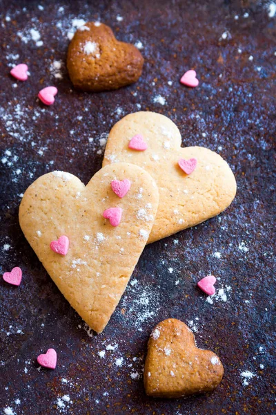 Tvaru Srdce Soubory Cookie Blízko Valentýna Domácí Slavnostní Pečivo Buiscuits — Stock fotografie