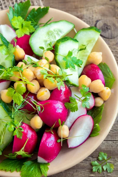 Healthy Homemade Chickpea Vegetables Salad Diet Vegetarian Vegan Food Spring — Stock Photo, Image