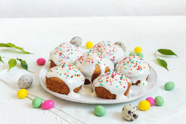 Easter Pastry Fresh Homemade Carrot Mini Cakes White Creamy Sugar — Stock Photo, Image