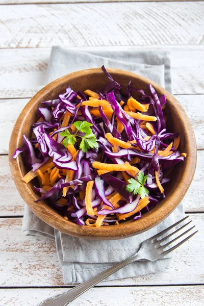 Салат Капусты Морковью Зеленью Здоровое Питание Детоксикация Вегетарианский Вегетарианский Овощной — стоковое фото