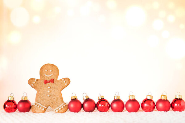 Christmas composition with gingerbread man