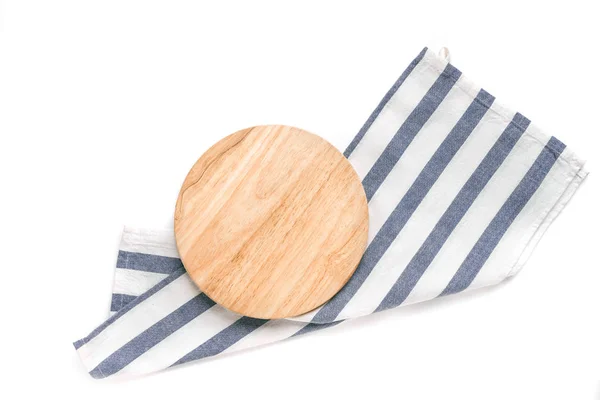 Empty wooden platter with napkin — Stock Photo, Image