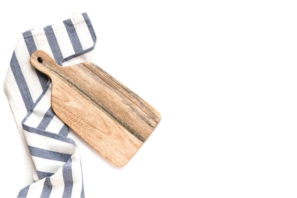 Placa de corte de madeira com guardanapo — Fotografia de Stock