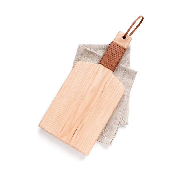 Wooden cutting board with napkin — Stock Photo, Image