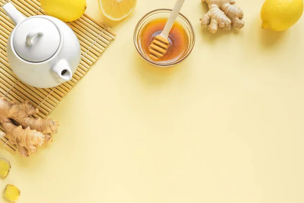 Imbirowa herbata cytrynowa z miodem — Zdjęcie stockowe