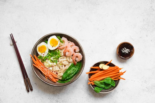 Ramen bowl with shrimps — 스톡 사진