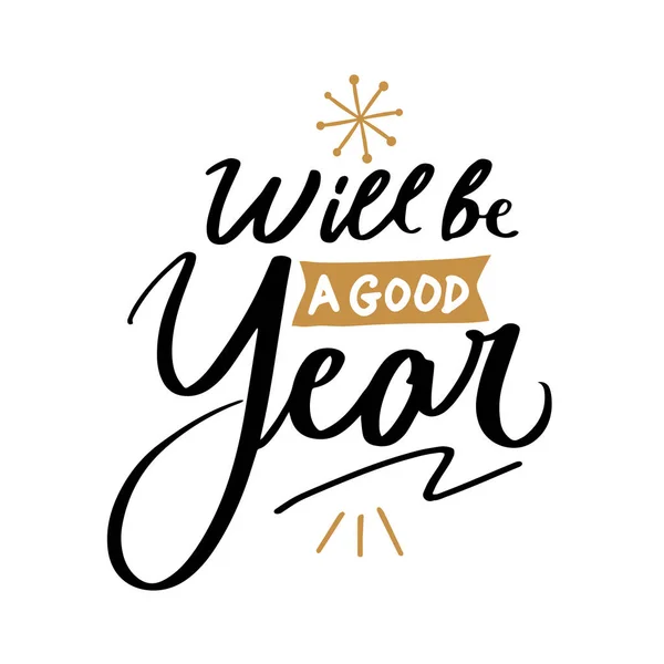 Zal een goed jaar citaat tekst voor gelukkig Nieuwjaar 2020 handschrift typografie vector illustratie met vuurwerk symbool ornamenten — Stockvector