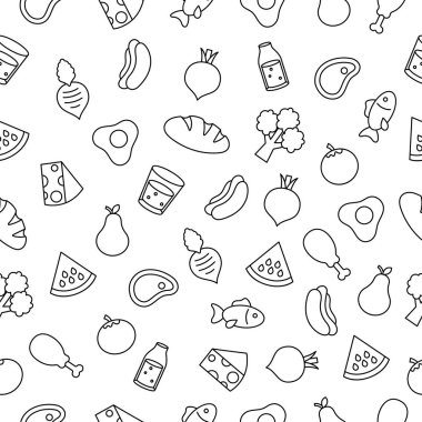 yiyecek meyvesi dikişsiz arka plan şablonu eğlenceli ikon vektör çizimi