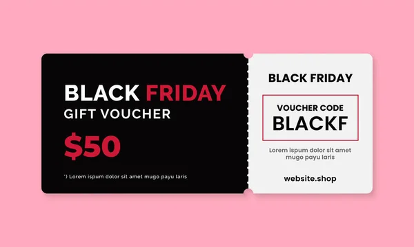 Venerdì nero carta regalo voucher con codice coupon testo modello di disegno sfondo promozione — Vettoriale Stock