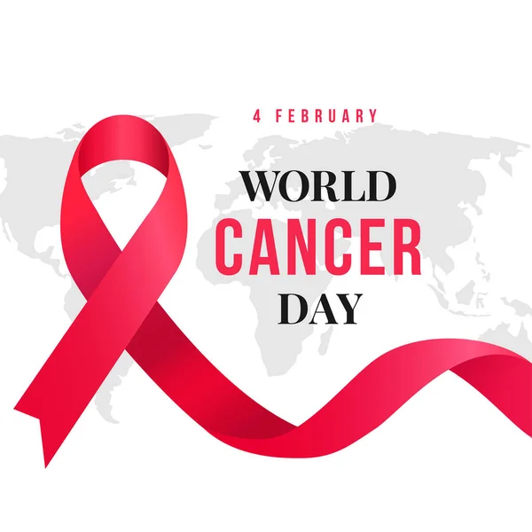 World Cancer Day poster design con nastro simbolo sfondo vettoriale illustrazione — Vettoriale Stock